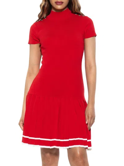 Alexia Admor Women's Devika Ribbed & Pleated Mini Dress In Red