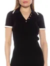 Alexia Admor Diara Knit Polo In Black