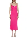 Alexia Admor Dionee Draped Cowl Neck Midi Dress In Hot Pink