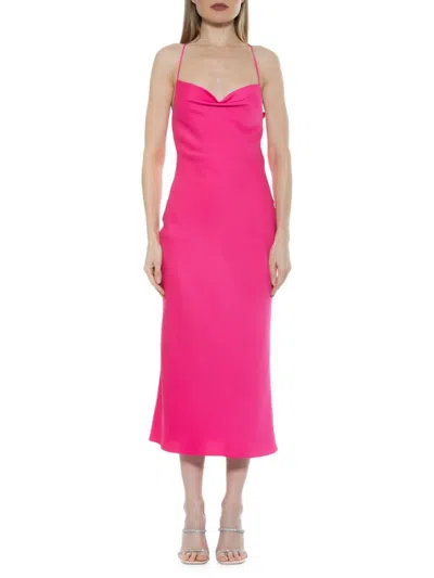 Alexia Admor Women's Dionne Cowlneck Midaxi Slip Dress In Hot Pink
