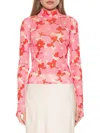 Alexia Admor Women's Doja Mesh Long Sleeve Top In Pink Floral