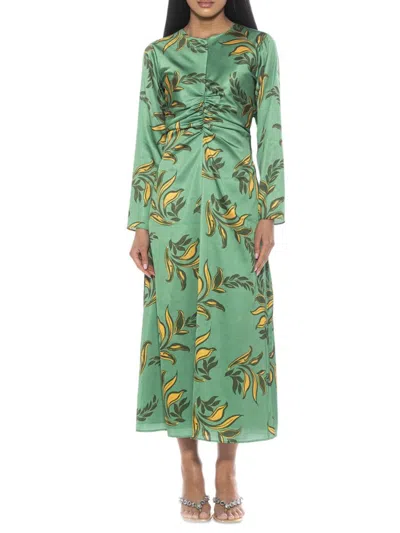 Alexia Admor Women's Eira Ruched Midi Shift Dress In Green Floral