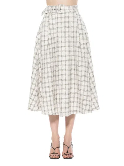 Alexia Admor Women's Eline Tweed Midi A Line Skirt In Ivory