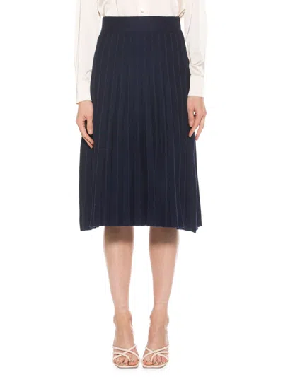 Alexia Admor Eliza Pleated Knit Skirt In Navy