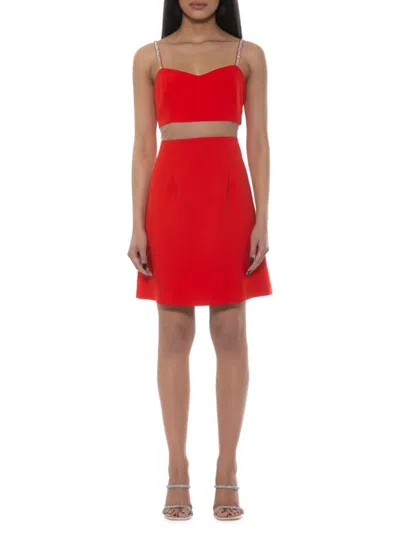 Alexia Admor Women's Eloise Illusion Mini Fit And Flare Dress In Red