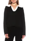 ALEXIA ADMOR WOMEN'S EVANDER COLORBLOCK POLO SWEATER