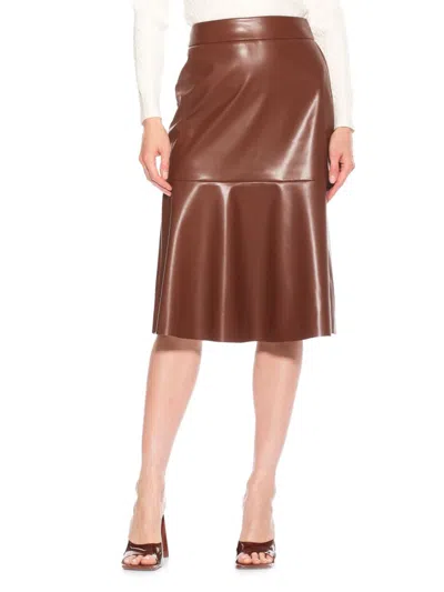 Alexia Admor Ezra Faux Leather Midi Skirt In Camel