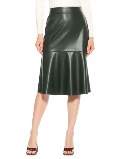 Alexia Admor Ezra Faux Leather Midi Skirt In Emerald