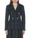 Alexia Admor Women's Farrah Double Breasted Blazer In Green Plaid