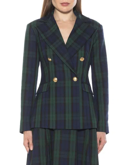 Alexia Admor Women's Farrah Double Breasted Blazer In Green Plaid
