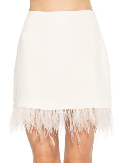 Alexia Admor Women's Flora Ostrich Feather Mini Skirt In Ivory
