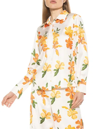 Alexia Admor Women's Ginger Print Satin Shirt In Ivory Floral