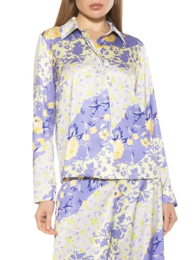 Alexia Admor Women's Ginger Print Satin Shirt In Lilac Floral