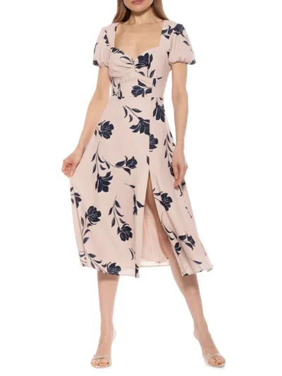 Alexia Admor Women's Gracie Floral Puff Sleeve Midi Dress In Beige Floral