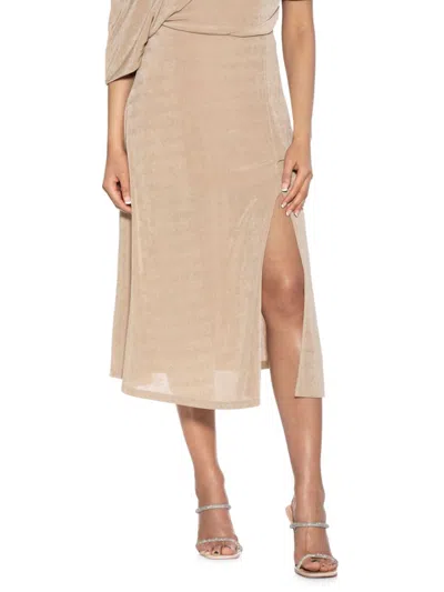 Alexia Admor Side Slit Midi Skirt In Tan