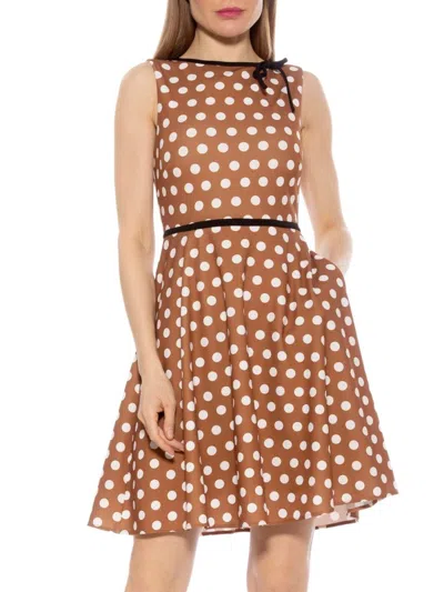 Alexia Admor Women's Ida Boatneck Fit & Flare Mini Dress In Brown Polka