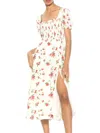 Alexia Admor Iris Smocked Short Sleeve Midi Dress In Ivory Ditzy