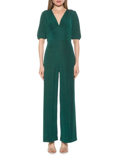 Alexia Admor Women's Ivy Puff Sleeve Wide Leg Jumpsuit In Emerald