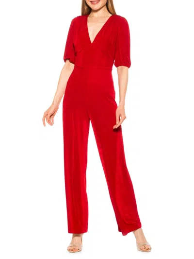 Alexia Admor Women's Ivy Puff Sleeve Wide Leg Jumpsuit In Red