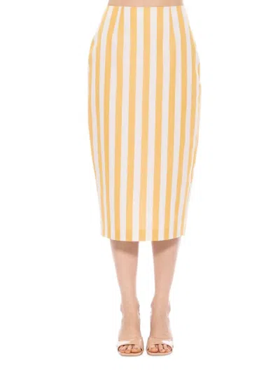 Alexia Admor Women's Jacki Striped Midi Pencil Skirt In Yellow