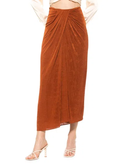 Alexia Admor Women's Jeanette Drape Midi Skirt In Camel