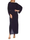 Alexia Admor Jenna Boatneck Shirred Long Sleeve Column Dress In Navy