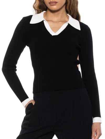 Alexia Admor Women's Johnny Collar Rib Knit Top In Black
