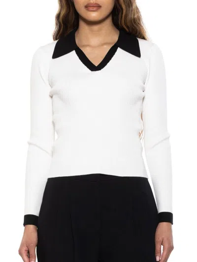 Alexia Admor Women's Johnny Collar Rib Knit Top In Ivory