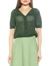 Alexia Admor Josi Crochet Button-up Top In Green