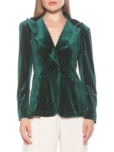 Alexia Admor Women's Kai Studded Velvet Blazer In Emerald