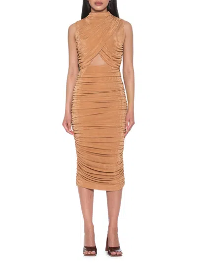 Alexia Admor Women's Khloe Ruched Midi Sheath Dress In Beige