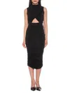 Alexia Admor Khloe Sleeveless Ruched Cutout Midi Dress In Black
