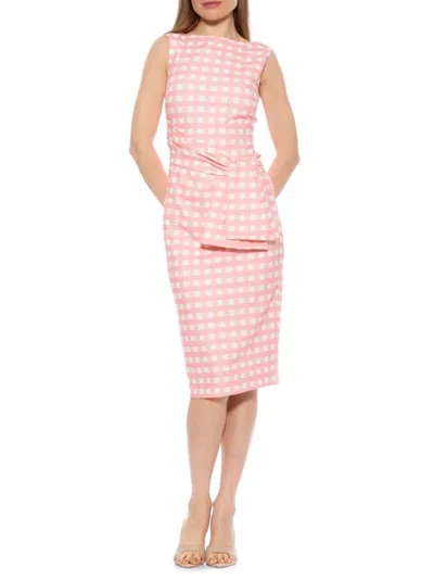 Alexia Admor Women's Kiara Bow Midaxi Sheath Dress In Pink Plaid