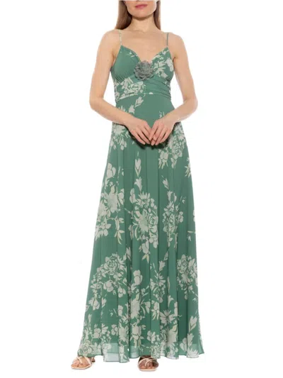 Alexia Admor Layla Rosette Maxi Dress In Green Floral