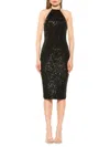 Alexia Admor Letitia Halter Sequin Midi Cocktail Dress In Black