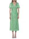 Alexia Admor Women's Lorelei Floral Bubble Sleeve Midi Dress In Green Ditzy