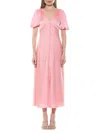Alexia Admor Women's Lorelei Floral Bubble Sleeve Midi Dress In Pink