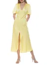 Alexia Admor Lorelei V-neck Bubble Sleeve Midi Dress In Yellow