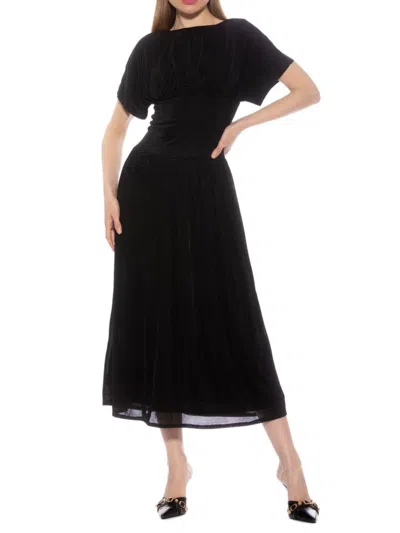 Alexia Admor Women's Luna Drape Dolman Midi A-line Dress In Black