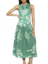 Alexia Admor Lyle Drop Waist Midi Dress In Green Floral