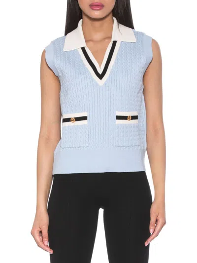 Alexia Admor Michelle Cable Knit Sweater Vest In Halogen Blue