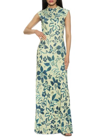 Alexia Admor Women's Nalani Cap Sleeve Maxi Sheath Dress In Sage Floral