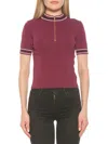 Alexia Admor Phoebe Short Sleeve Turtle Neck Sweater In Burgundy