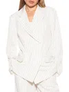 Alexia Admor Indigo Oversize Pinstripe Double Breasted Blazer In Beige Stripe