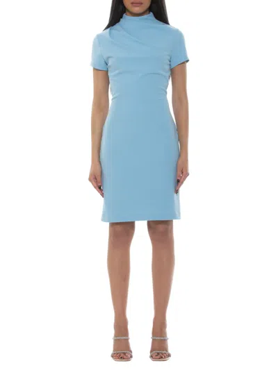 Alexia Admor Sadee Draped Mockneck Sheath Dress In Halogen Blue