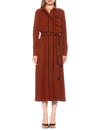 Alexia Admor Women's Safiya Belted Midi Shirt Dress In Brown