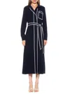 Alexia Admor Halima Long Sleeve Maxi Shirtdress In Navy