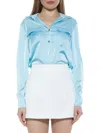 Alexia Admor Long Sleeve Button-up Shirt In Halogen Blue