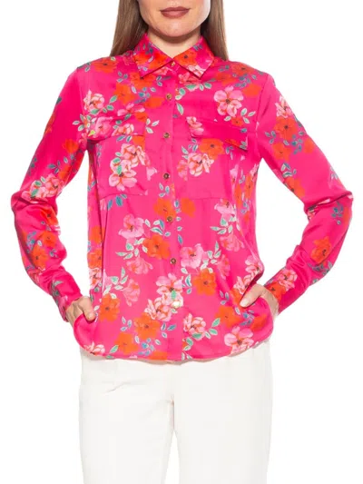 Alexia Admor Women's Satin Shirt In Pink Floral
