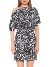 Alexia Admor Suri Draped One-shoulder Minidress In Zebra